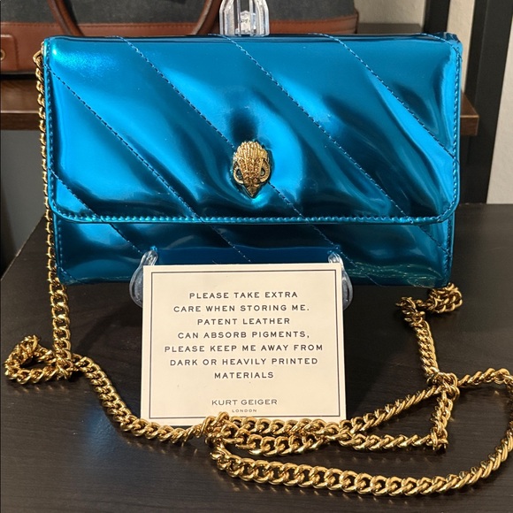 NWOT Kurt Geiger Metallic Blue WOC Crossbody Bag - Picture 9 of 12